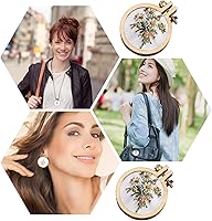 Vista 6 de Jetec 20 mini aros de bordado de 1 pulgada de madera, pequeños aros de bordado, círculo ajustable, anillo de punto de cruz, a granel para adornos