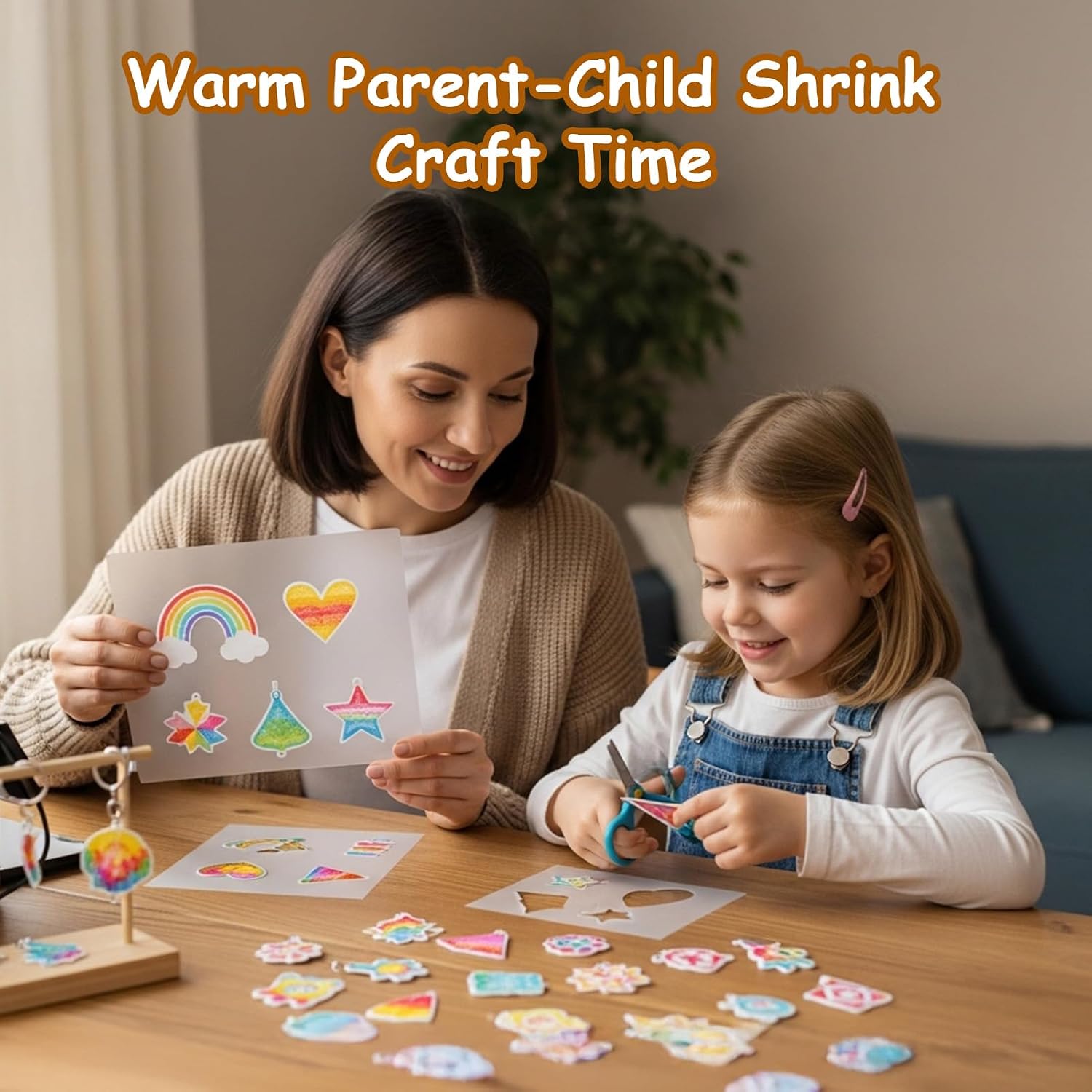 Auihiay 15PCS Shrinky Sheets Printable, Shrinky Plastic Sheets, Shrinky Paper for Kids Paper Crafts, Handprint Keychains, Easter Ornaments, Fathers Day (8.5 x 11 inch)