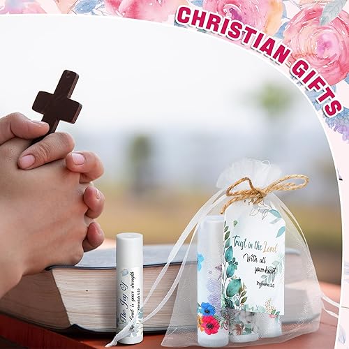 Miniatura 4 de 50 unidades de bálsamos labiales cristianos, regalo cristiano a granel para mujeres, versículo de la Biblia, bálsamos labiales inspiradores para