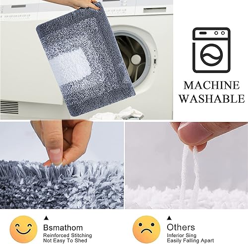 Miniatura 6 de Juego de 3 tapetes de baño antideslizantes, peludos, tapetes de baño de microfibra absorbente para suelo de baño, bañera y ducha, lavable a máquina,