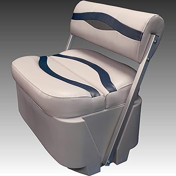 DeckMate Complete Premium Pontoon Flip Flop Seat and Base Gray/Blue/Charcoal