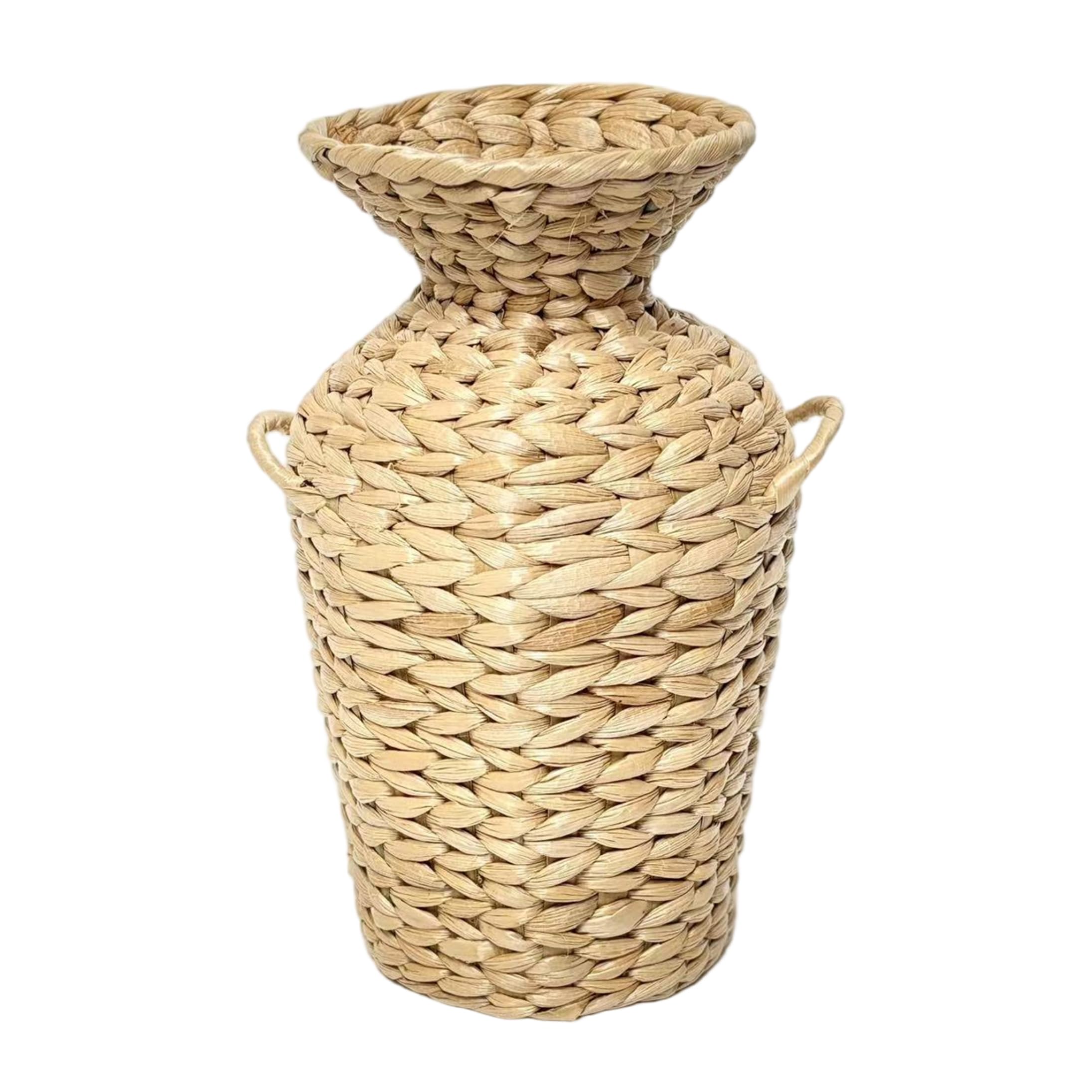 Florero tejido boho de paja natural para decorar la mesa del salón o las estanterías del dormitorio