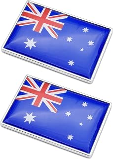 2 Pcs 3D Australia Australian Flag Metal Car Stickers Chrome Decals,2.3 x 1.6 Inch Metal Truck Stickers,Patriotic Car Motorcycle Emblem.