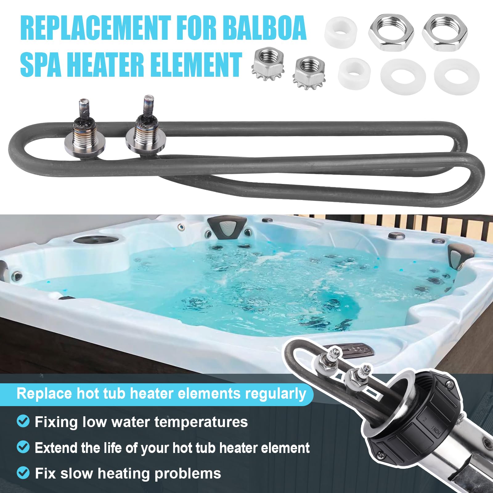 Elemento calentador de bañera de hidromasaje de acero inoxidable 316 de 4 kw 240 V para calentador de balboa