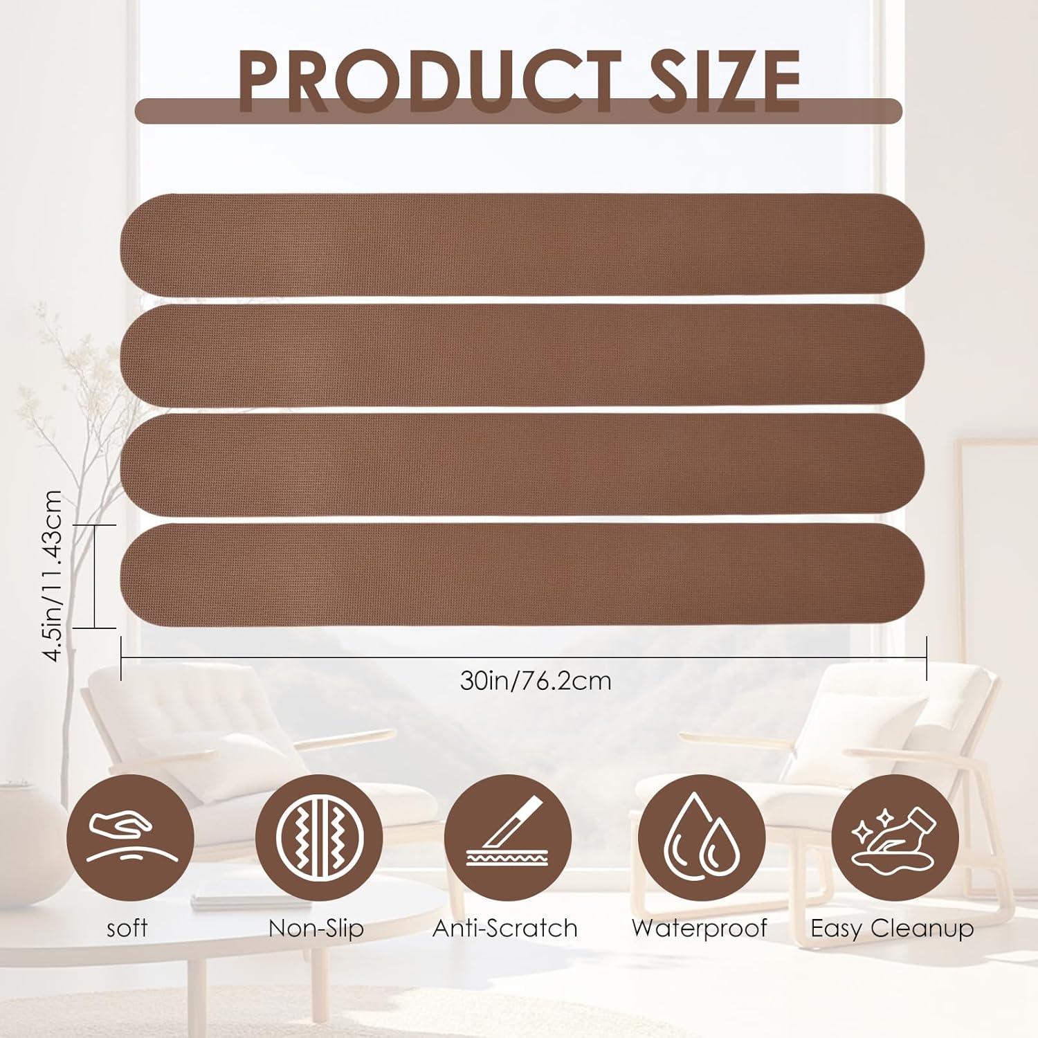 YeeBeny 4 Pack Non-Slip Furniture Rail Pads for Recliners, Recliner Pads for Hardwood Floors for Recliners, Sofas, Couch Recliner Floor Protectors Recliner Non-Slip Grips (30.31x3.9in)