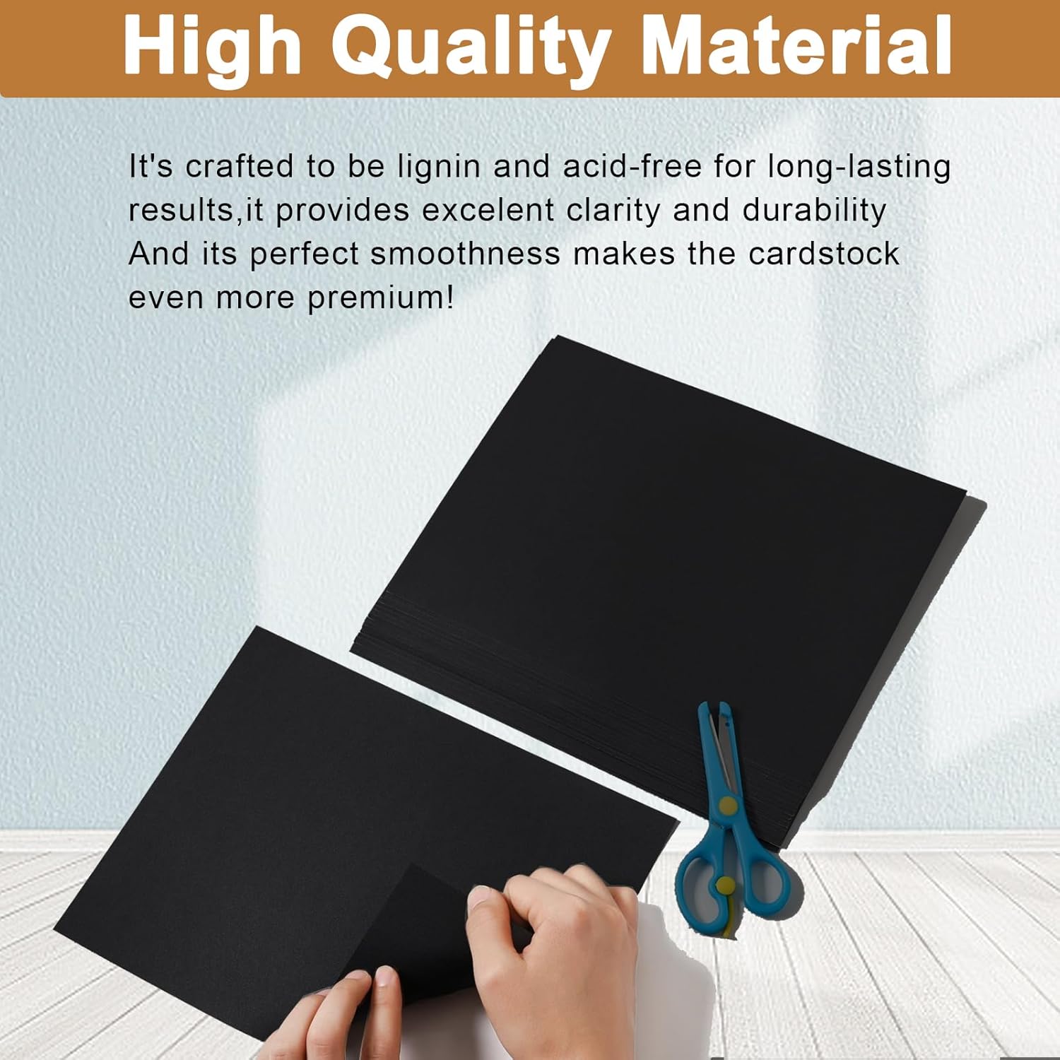 Silunkia 120 Sheets Black Cardstock 8.5 x 11 Printer Paper, 250gsm/92lb Heavyweight Black Paper Card Stock for DIY Cards, Thank You Cards, School Crafting, Wedding, Invitations