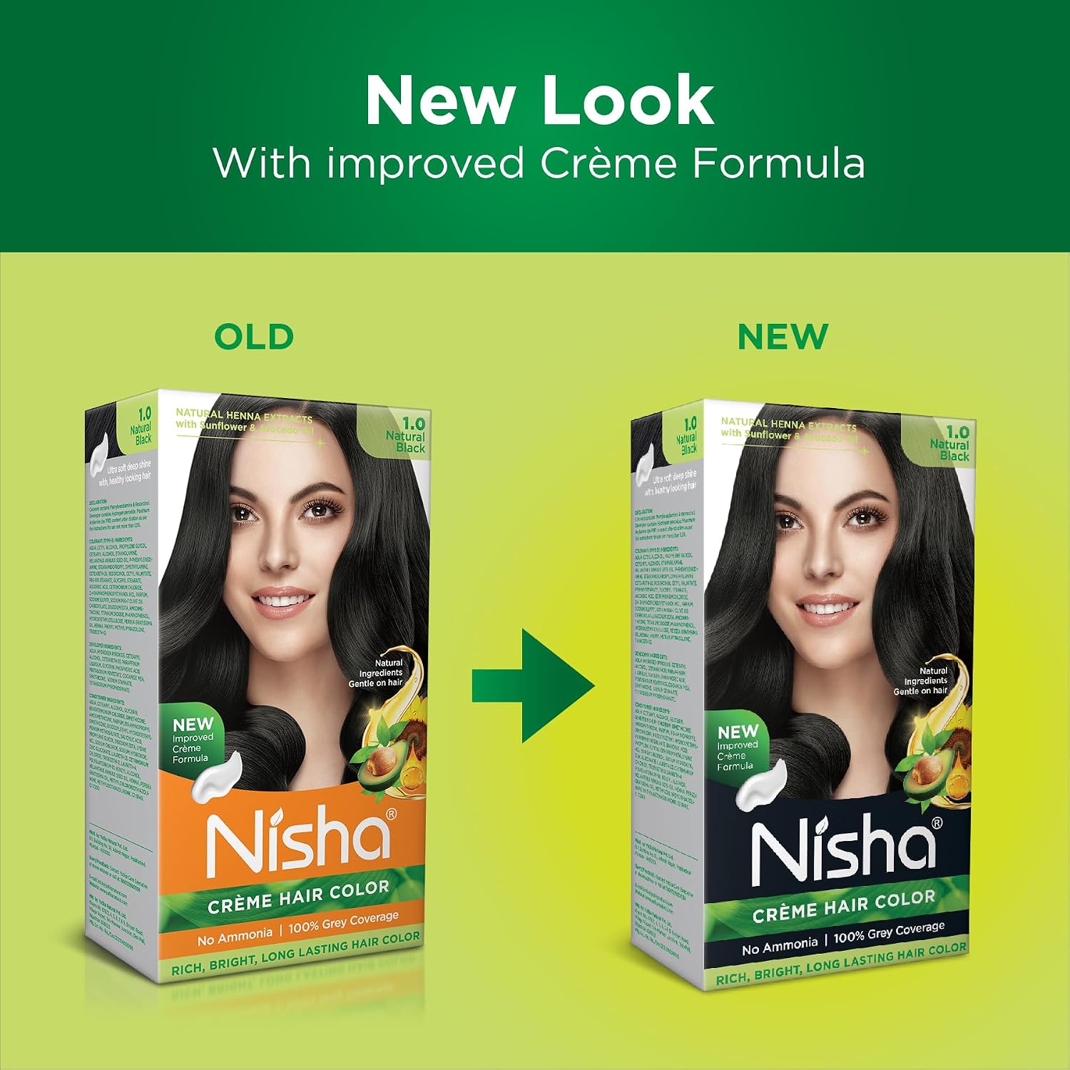Nisha Creme Hair Colour 1 NATURAL BLACK (60gm + 60ml + 18ml Nisha Conditioner with Natural Herbs 100% Grey Hair Coverage)