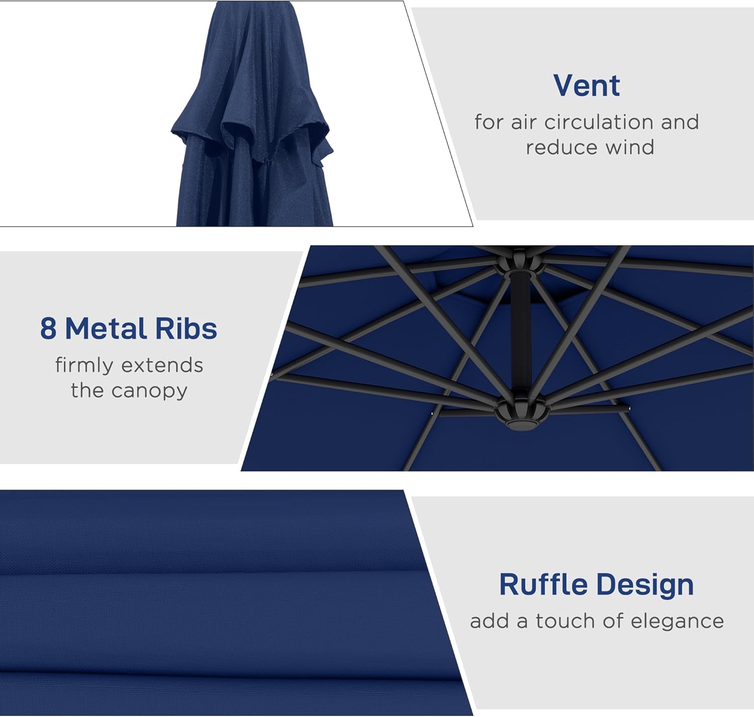 Outsunny 10' Cantilever Hanging Tilt Offset Patio Umbrella with UV & Water Fighting Material and Cross Base (Weight Not Included)