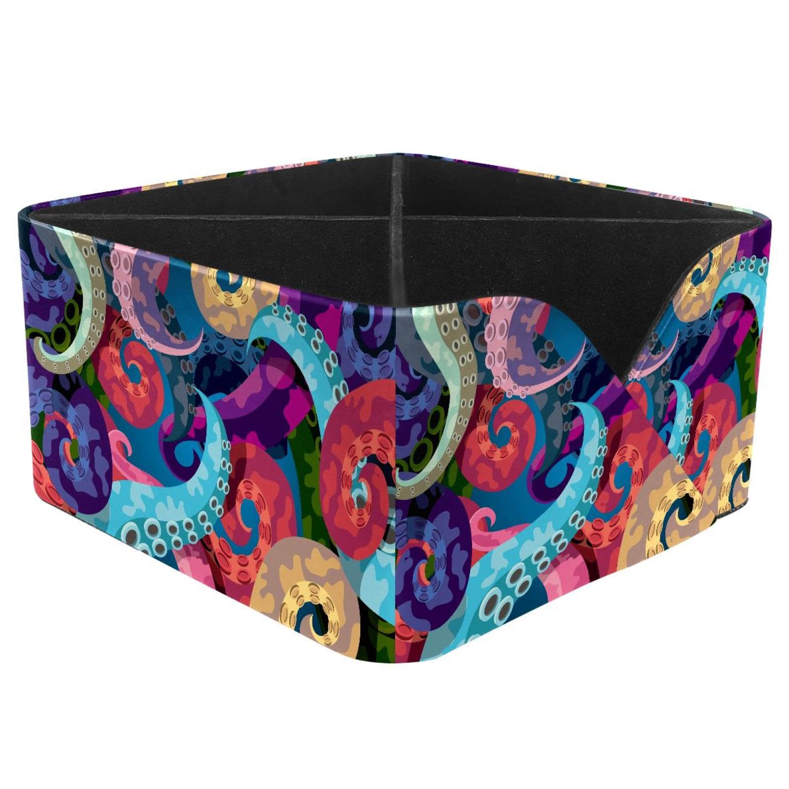 KengjuTesu Colorful Octopus Desktop Organizer Pen Holder, Rectangular Pencil Cup for Office, Study and Makeup Stations