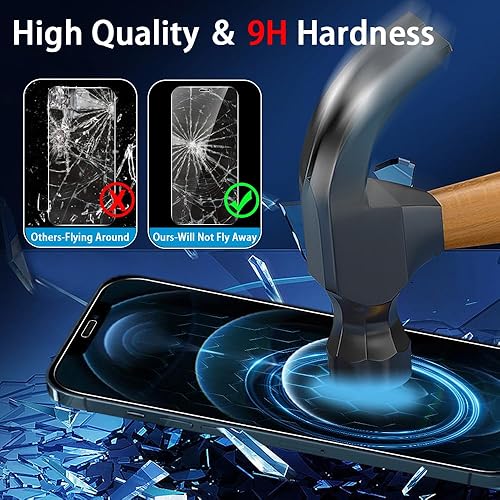 Miniatura 4 de Paquete de 3+3+1 protector de pantalla para iPhone 12 Pro 6.1 pulgadas, 3 protectores de pantalla, 3 protectores de lente de cámara, marco de fácil