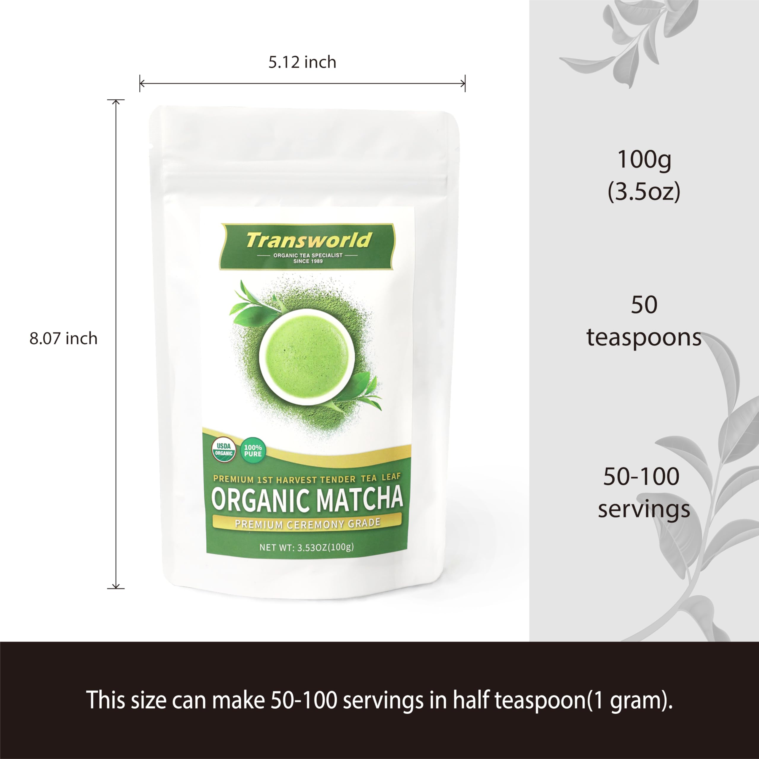 Organic Matcha Green Tea Powder First Harvest Ceremonial Grade 100 Pure Premium Matcha for Drinking and Latte No — view 9
