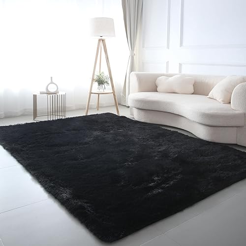 CAIYUECS Alfombra de felpa peluda para interiores, ultra suave, esponjosa, para dormitorio, sala de estar, antideslizante, moderna, alfombra de piel