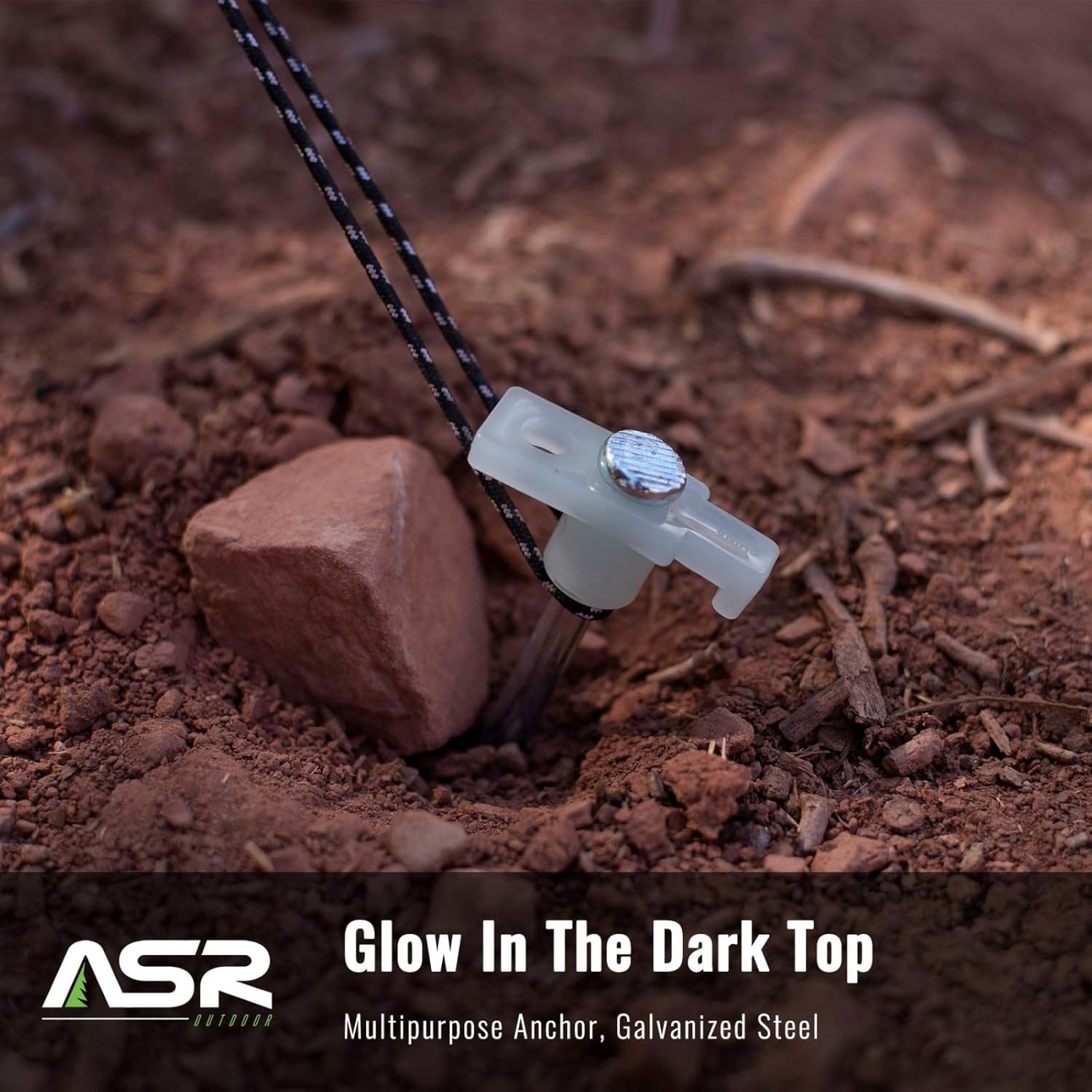 10-Piece Galvanized Steel Tent Pegs - Glow in The Dark Garden Stakes