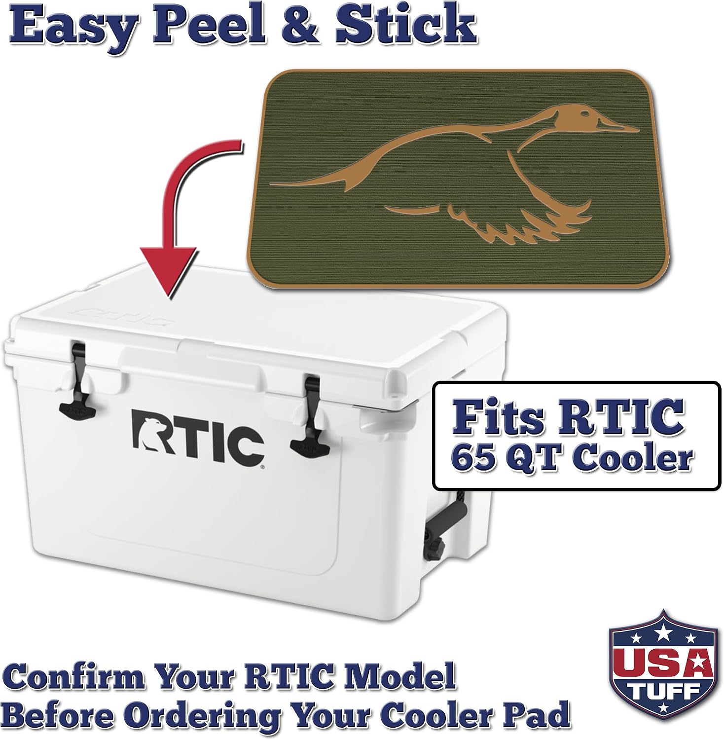 USATuff SeaDek EVA Mat Cooler Pad fits RTIC | Peel & Stick Application | Non Slip Comfort Accessories - Duck Solo Hunting Design (OliveGreen-Mocha)