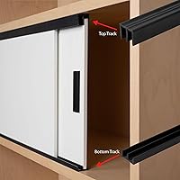 Vista 4 de Riel de puerta corredera de panel de 1/4 pulgadas, juego superior e inferior de plástico negro de 48 pulgadas, fabricado en EE. UU., paquete de 1