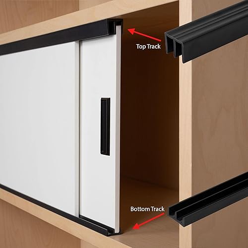 Miniatura 4 de Riel de puerta corredera de panel de 14 pulgadas, juego superior e inferior de plástico negro de 48 pulgadas, fabricado en EE. UU., paquete de 1