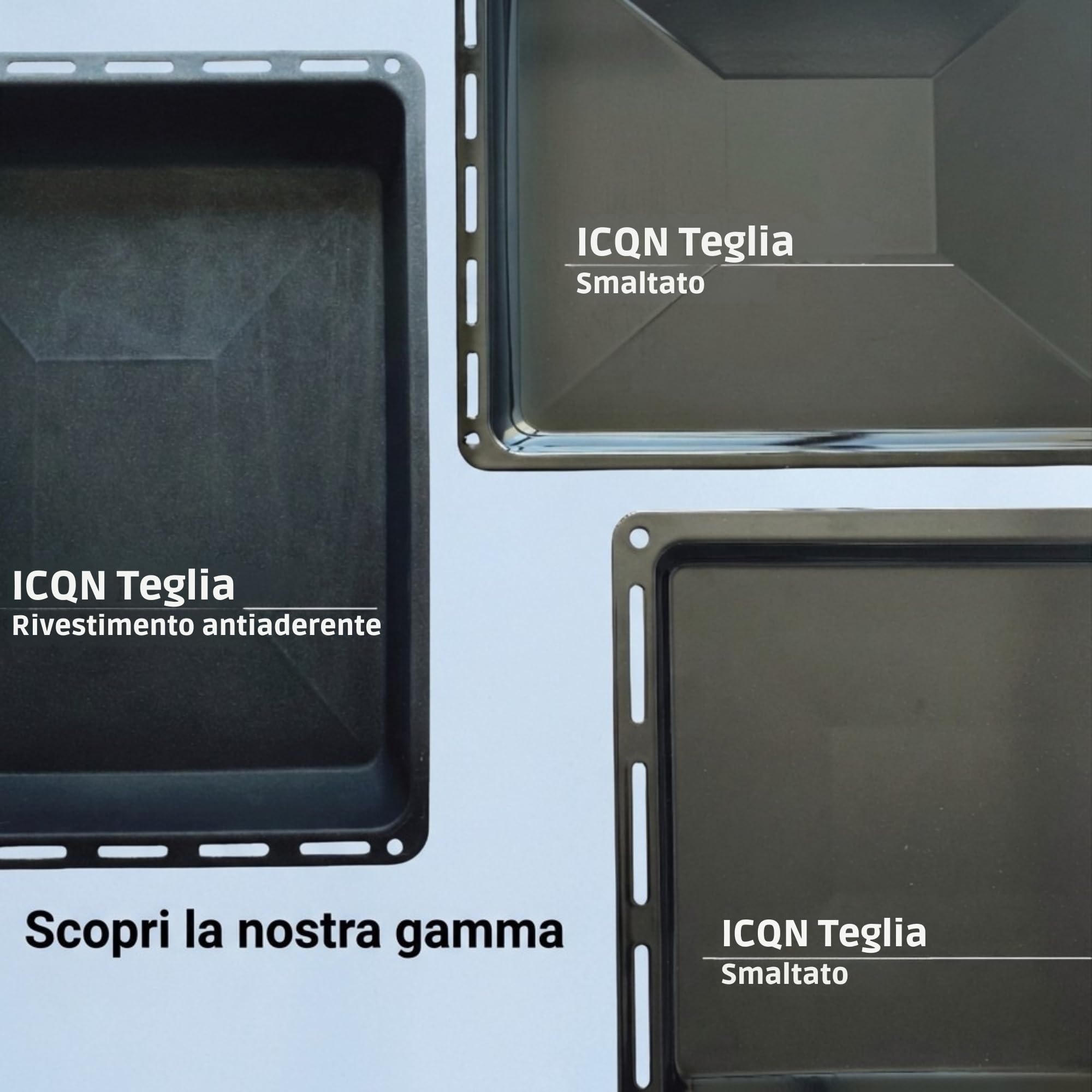 ICQN Set 2 Leccarde Smaltate per Forno 46x37x3 cm, Compatibile con Beko, Bosch e Samsung, Teglie Standard per Forno