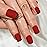 ELEVENAIL Rubber Matte Red Press On Nails Short Squoval Soild Color False Acrylic Nail Art Tips Salon Women Girls DIY Manicure Daily Reusable Stick On Fake Nails Gifts for Office Home Party