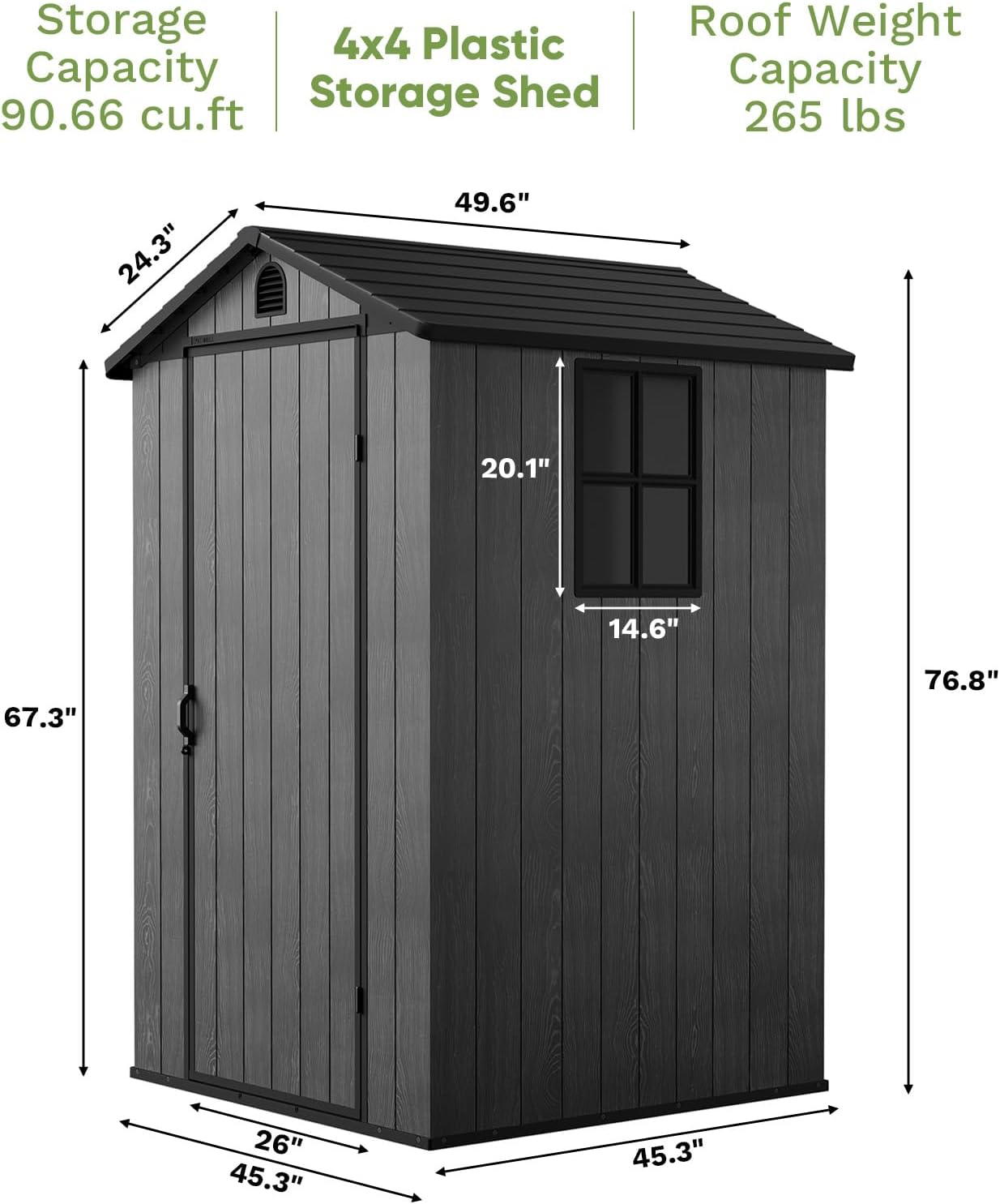 Image showing the shed's dimensions and structure, including wall panels and roof.
