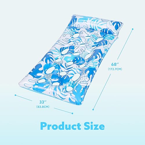 Miniatura 6 de SLOOSH Paquete de 2 flotadores inflables para piscina, tamaño XL, para adultos, con reposacabezas, balsa de bronceado solar, lago, playa, piscina