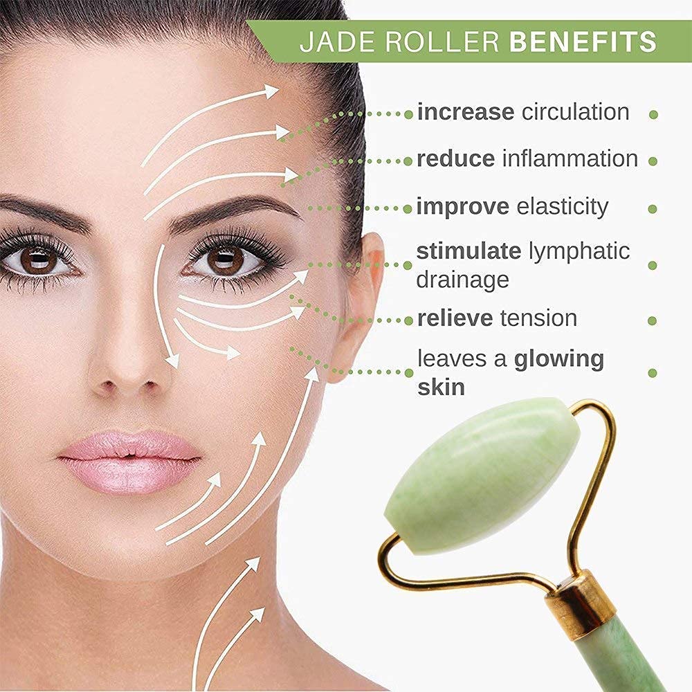 PM Enterprises Revin Enterprise Marble Jade Roller Face Massager Double Rollers Antiaging Face Eye Neck Foot Massage Tool Stimulating Blood Flow (Green). 3