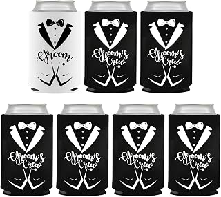 Groom and Groomsmen Novelty Can Cooler Set of 7, Bachelor Party Favors Decorations For Men