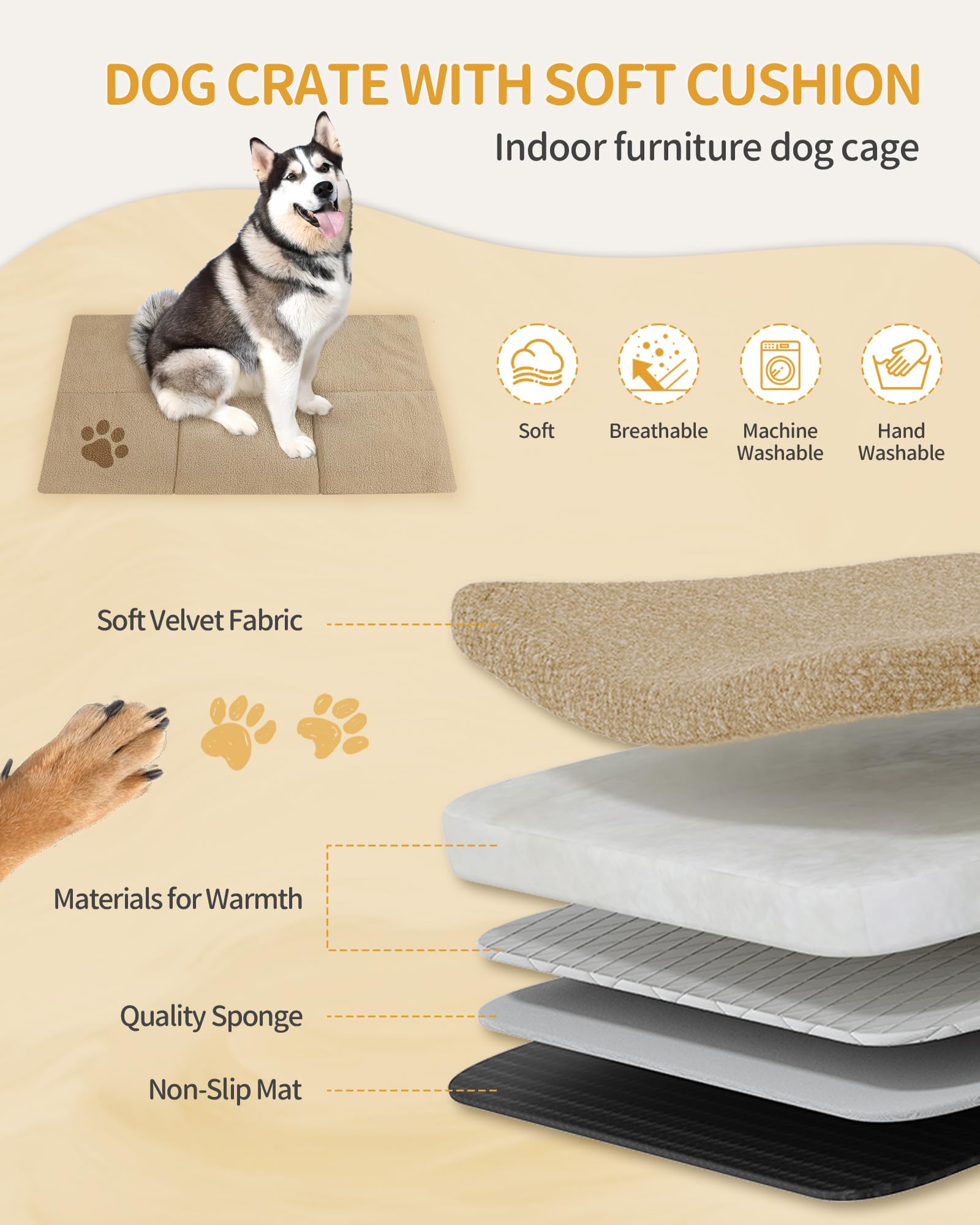 Hzuaneri Jaula para Perros Tipo Mueble, Casa para Mascotas con 3 Puerta, Jaula Madera, 75 x 120 x 81 cm, XXL, Marrón Rústico DFC86801B