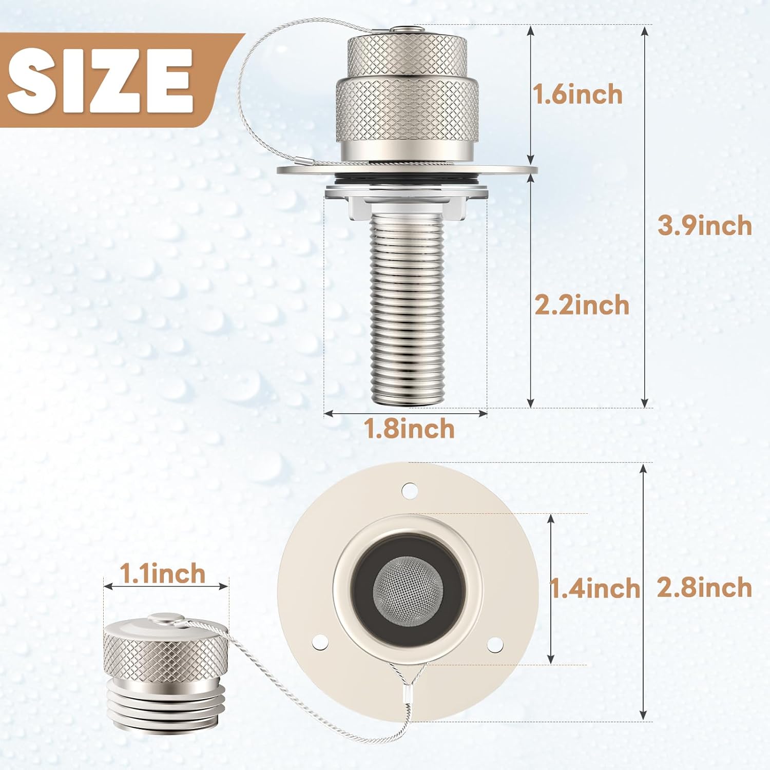 All Metal RV City Water Inlet with Check Valve Replacement, Leak Proof Water Hose Connector, Water Fill Inlet for Motorhome RV Camper Trailer Marine - Nickel