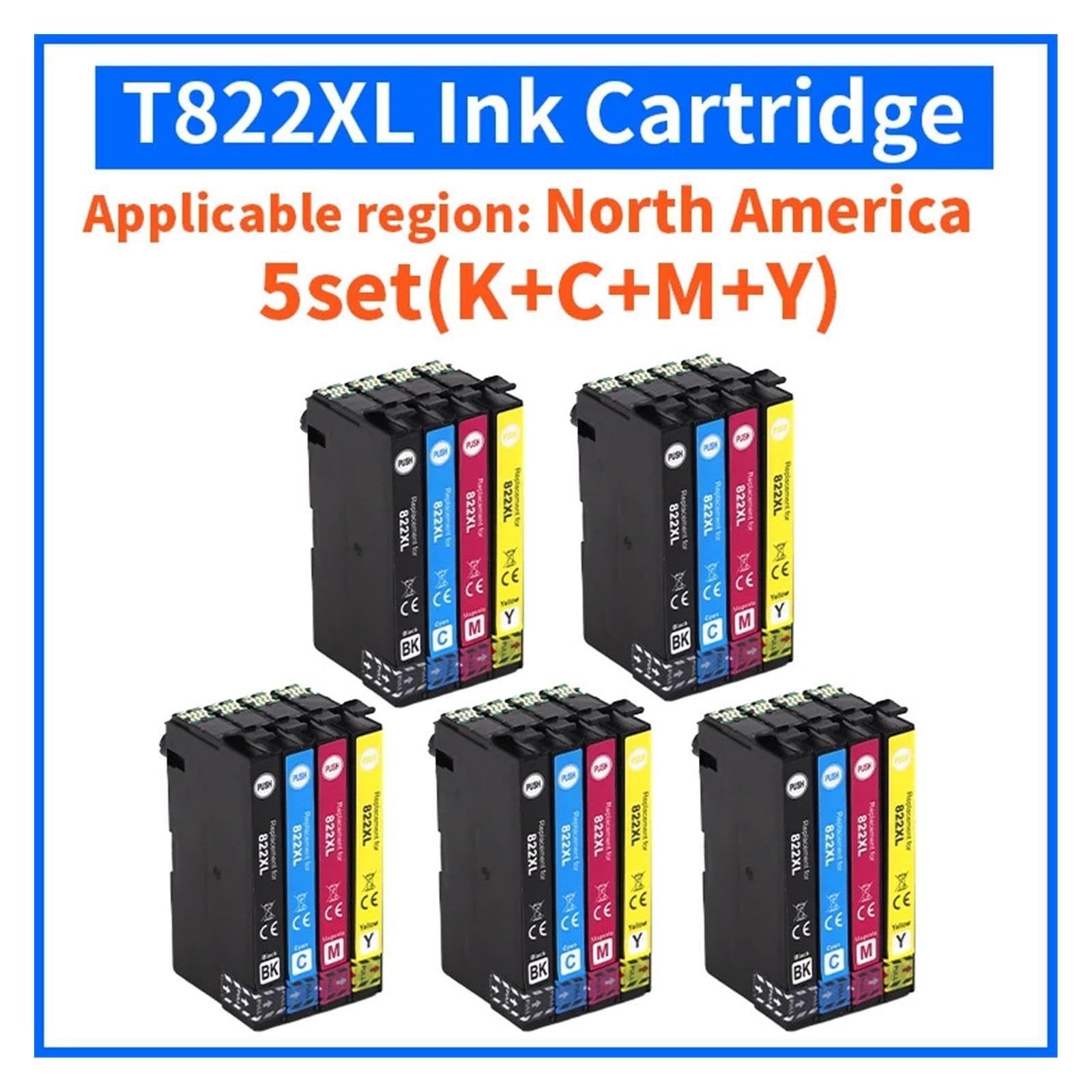 1~5 Set Di Cartucce D'inchiostro 822/XL T822/XL