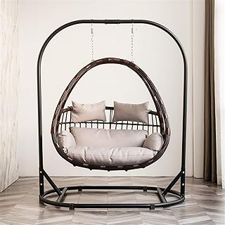 Silla De Columpio Cesta Colgante Silla De Mimbre Silla Perezosa Silla Mecedora para El Hogar Silla Doble Colgante Adecuado para Columpio De Patio (Color : Black, Size : One Size)