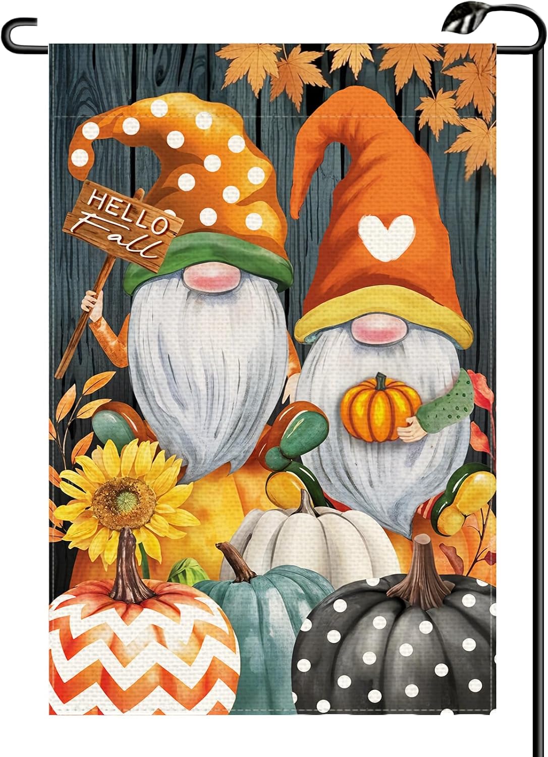 Fall Gnomes Pumpkin Garden Flag 12x18 Inch Vertical Double Sided Autumn Thanksgiving Sunflower Welcome Small Flags Farmhouse Outside Decoration For Yard (ONLY FLAG) QJ86