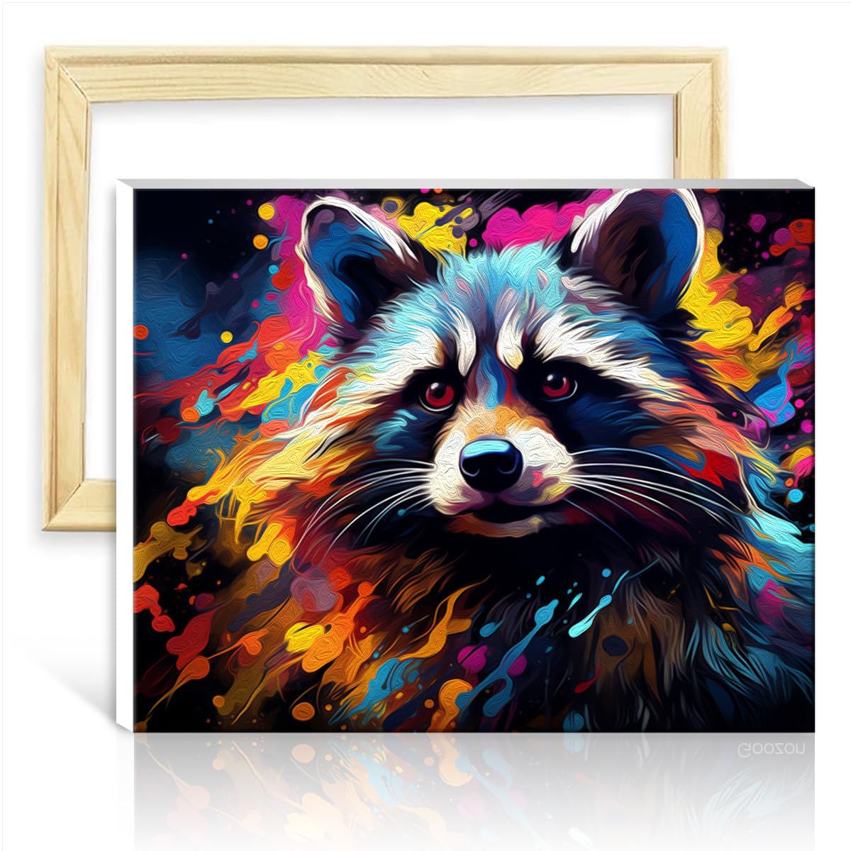 TANGFEIY Paint by Number Paintting Raccoon Adults Painting Kits with 3 Brushes & Acrylic Paints Arts Crafts Project for Home Wall Decor Gifts with Frame(40x50cm)