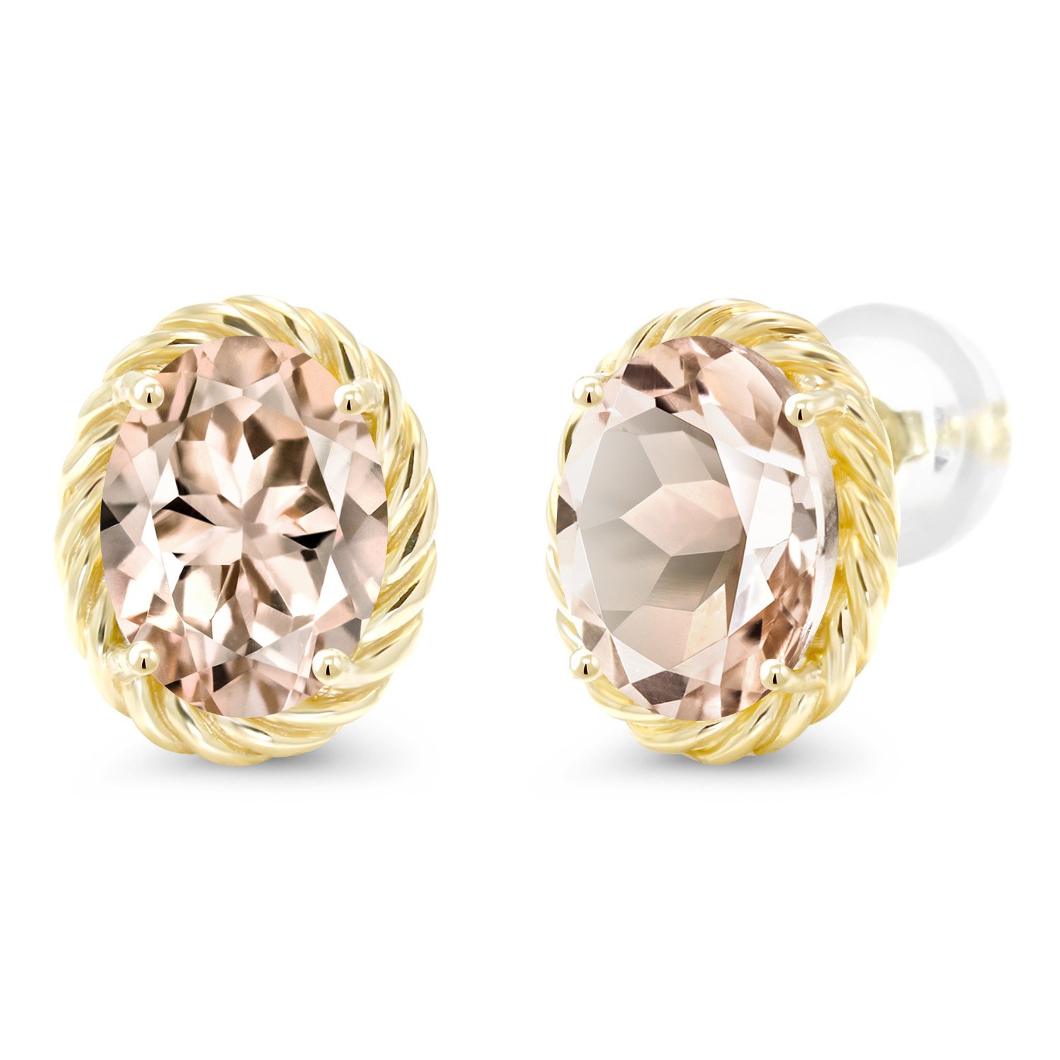 Gem Stone King 14K Yellow Gold 8X6MM Oval Gemstone Birthstone Earrings | Yellow Gold Earrings For Women Men