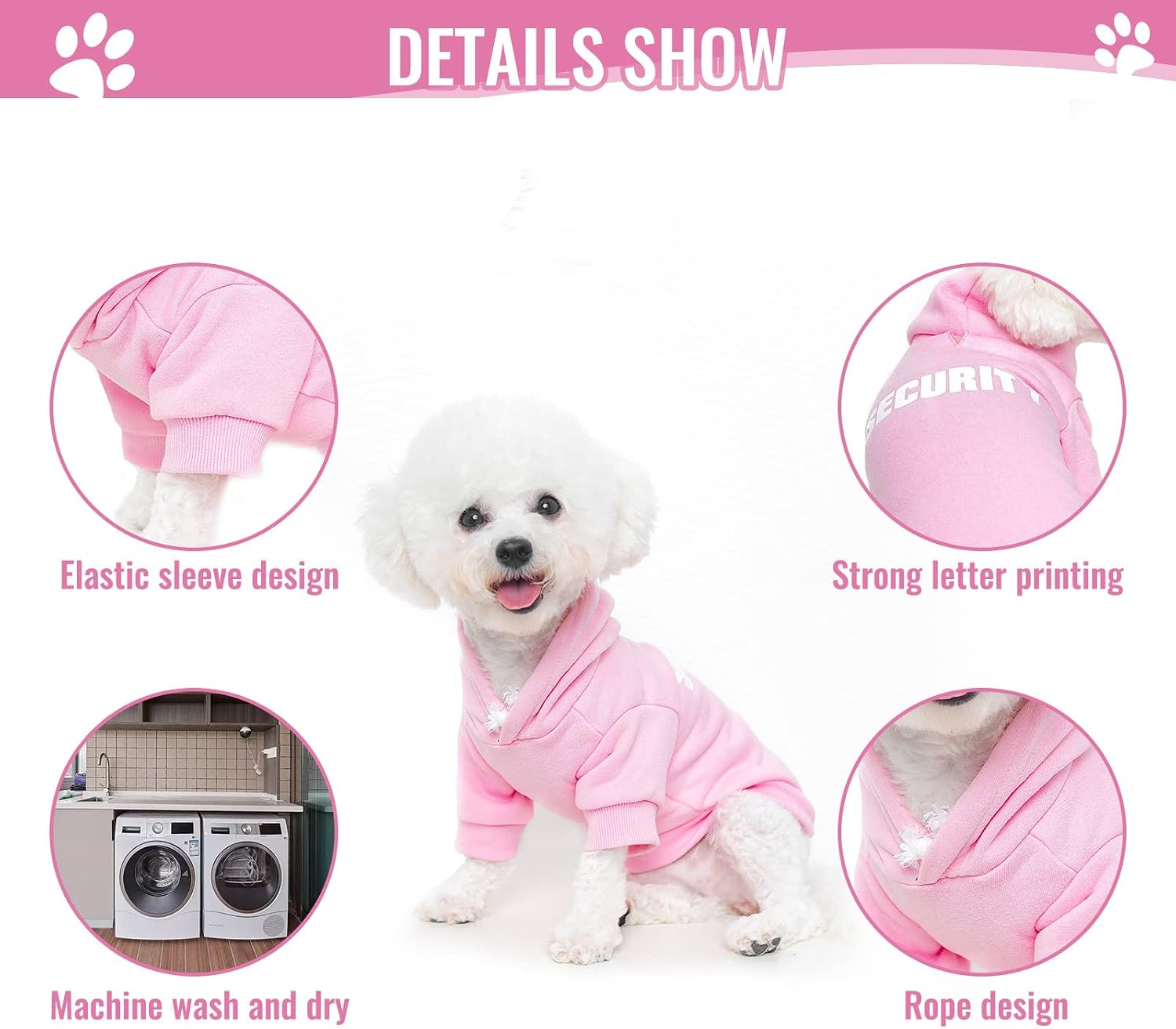 BINGPET Security Dog Hoodies Puppy Sweatershirts Cold Weather Dog Coats Pet Hooded Clothes for Dog Cat - Image 5