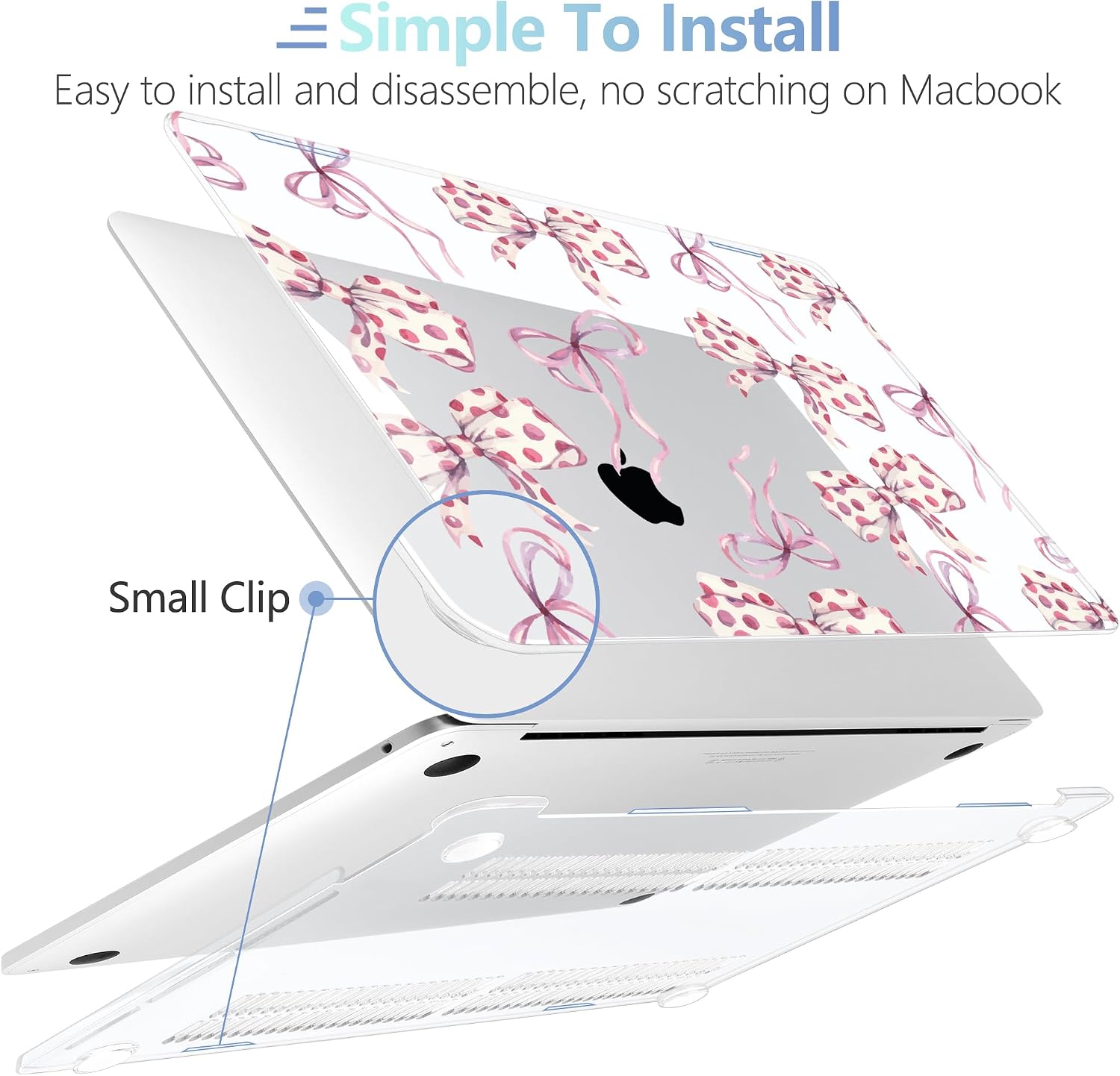 MEEgoodo for M2 MacBook Pro 13 inch Case 2022 2021 2020,Crystal Cover Fit Model A2338 M2/M1 A2251 A2289,Clear Case for 13.3-inch Laptop,Hard Shell for MacBook Pro M2, Watercolor Bows