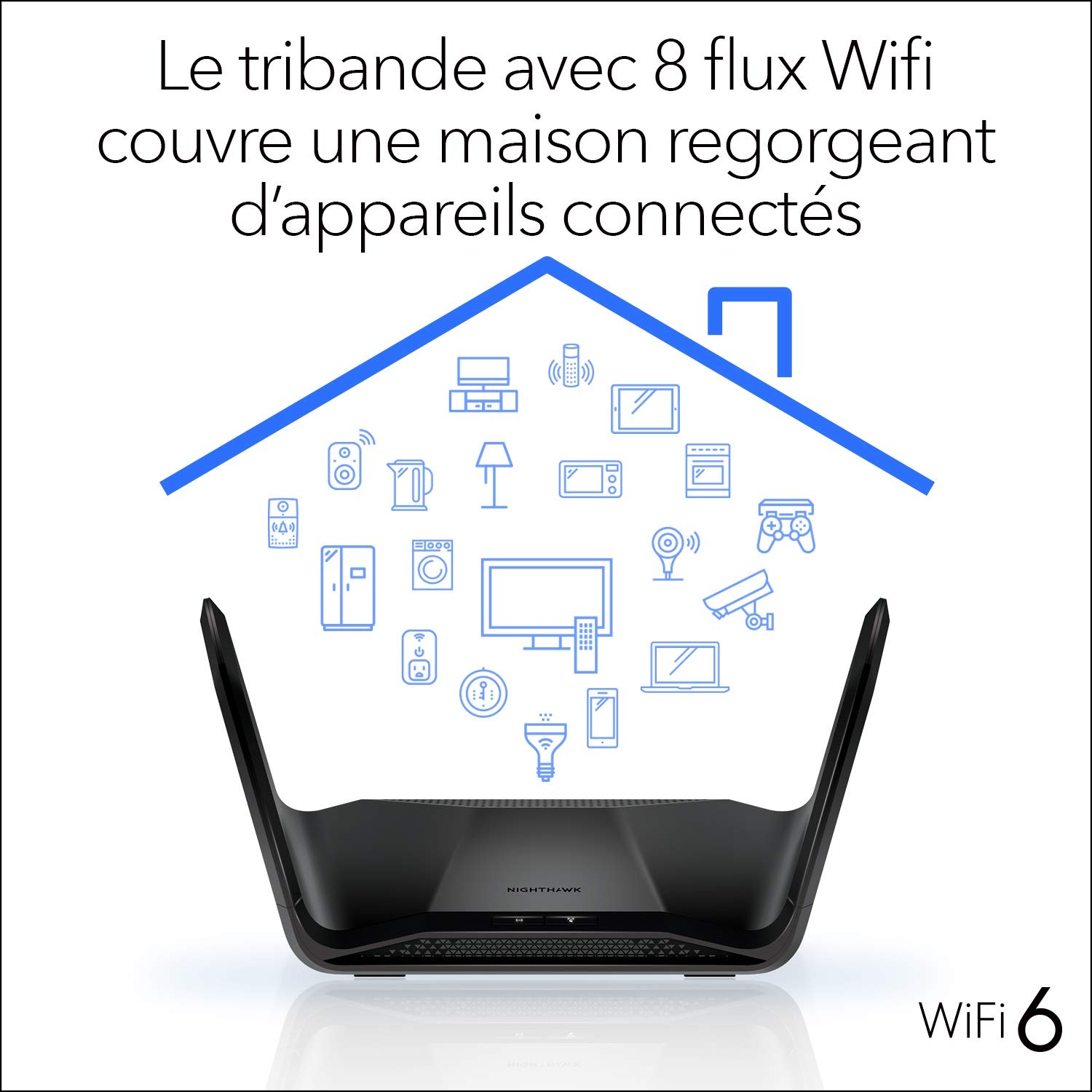 NETGEAR Routeur WiFi 6 AX6600Nighthawk Bi-Bandes 8 flux (RAX70) - WiFi AX6600 (Vitesses jusqu'à 6 Gbit/s), Couverture jusqu'à 300 m²