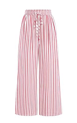 PRETTYGARDEN Womens Pants Elastic Waist Floral Lightweight Palazzo Pants for Women Casual Lounge Wide Leg Pants Woman