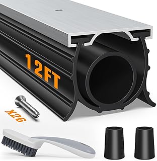 Garage Door Seals Bottom Rubber, with Aluminum Track Retainer Kit, 3-Sided Weatherproof Seal, Three Layers of Protection Available, Garage Door Bottom Seal 12 Ft, Easy to Install (Black)