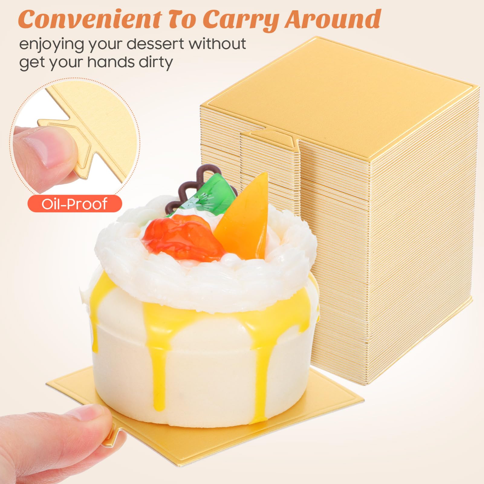 100 Hojas Bases para Pasteles Mini Cuadrados de Cartón Resistente Unidades para Mousse Postres y Fiestas Soporte para Cupcakes y Tartas Pequeñas