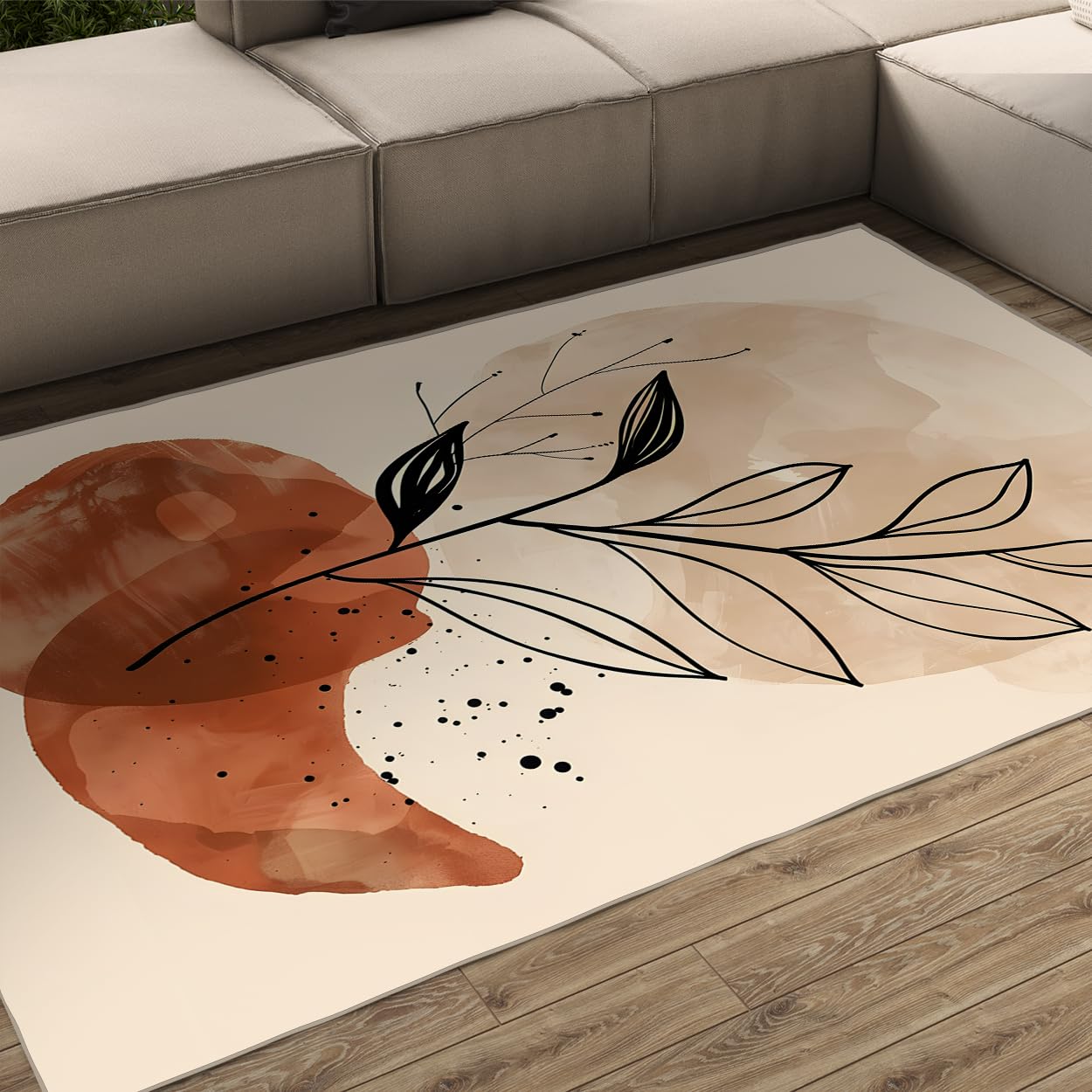 Tapis de salon abstrait 80x120cm floral aquarelle pliable et antidérapant