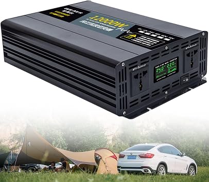 12000W 6000W 5000W 4000W 3000W 2500W Pure Sine Wave Inverter DC 12V 24V 48V 60V 72V to 110V 120V 220V 230V 240V AC Portable Power Bank Voltage Converter Solar Inverter Black, 1