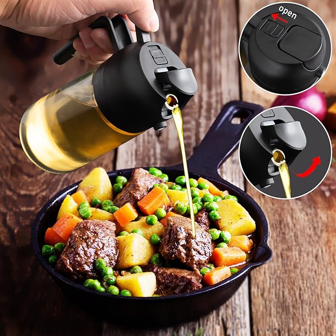 2-in-1 Glass Oil Sprayer & Dispenser for Kitchen ✨
