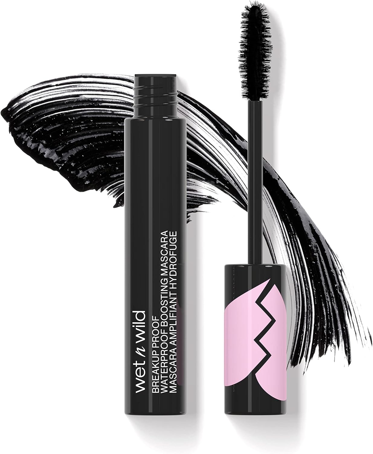 Wet n Wild Breakup Proof Waterproof Boosting Mascara, Verlengende Waterproof Mascara, Verrijkte Castorolie en Schilfervrije Formule, Opbouwbare Intensiteit, Blackest Black Shade