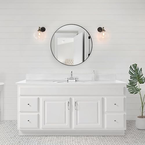 Miniatura 110 de Top de tocador de mármol cultivado de 19 pulgadas con protector contra salpicaduras, embalaje mejorado, remolino de marfil - Design House, 586263