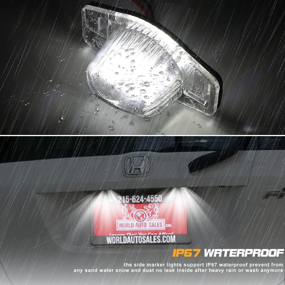 2Pcs Full LED License Plate Light Lamp Assembly Compatible with Honda Jazz Fit O