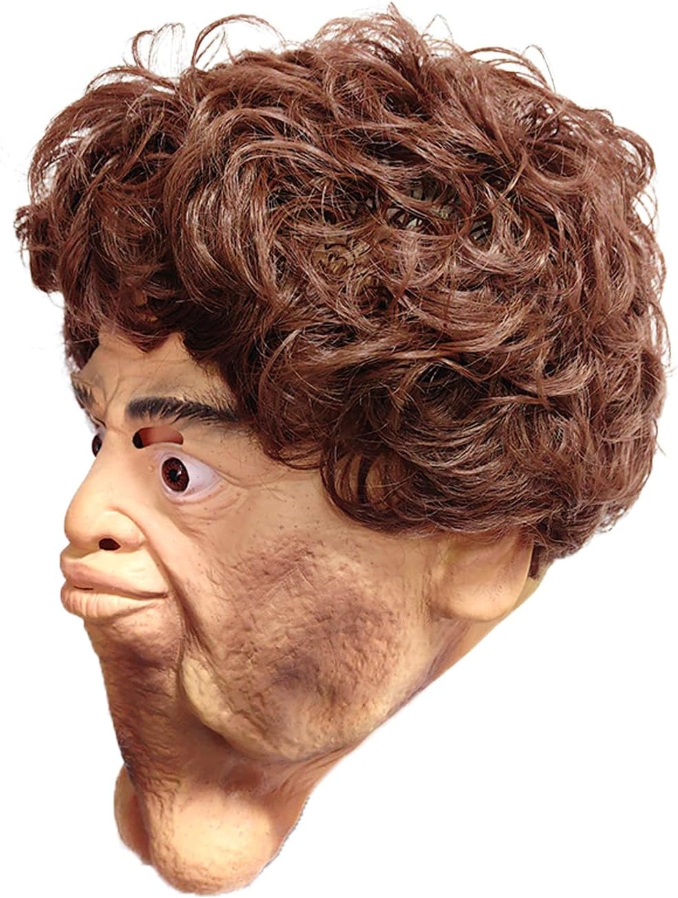 Realistic Old Man Mask Terrifying Full Head Face Cover with Double Chins for Halloween Cosplay