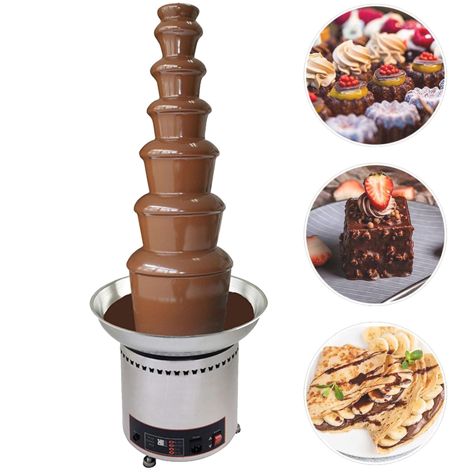 JKJZSALJ Electric Commercial Chocolate Fountain, Stainless Steel Melting Machine For Cheese, Bbq Sauce, Ranch, Sweet Treats, Fruits And Nuts,7Tier