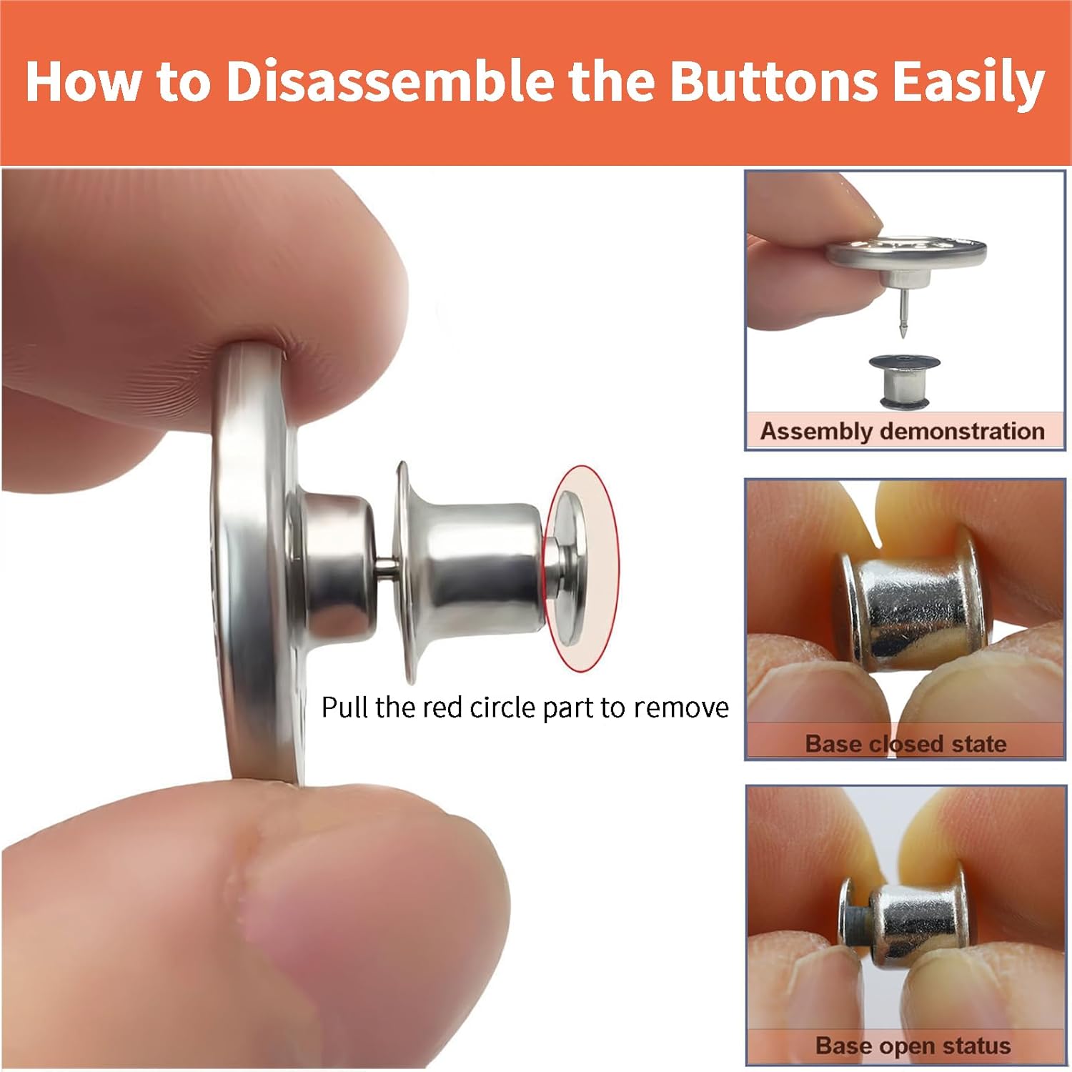 ZENGLU 12pcs 0.79” Diameter/20 mm Metal No-Sew Jeans Button Replacement for Loose Fit Jeans, Tighten Waistband, Replacement Clothing Buttons(Silver Color) - Image 3