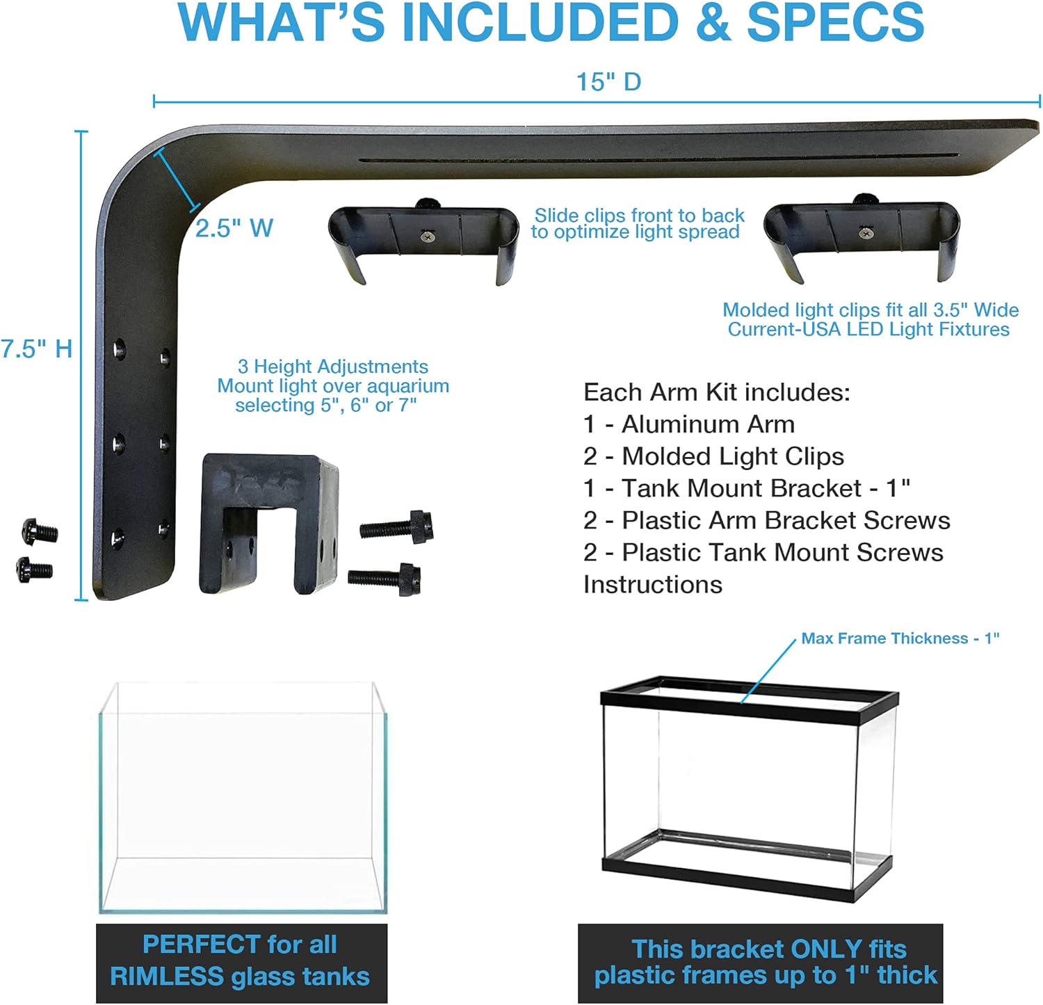 Current USA Orbit LED Adjustable Tank Mount Bracket (4193),aluminum arm
