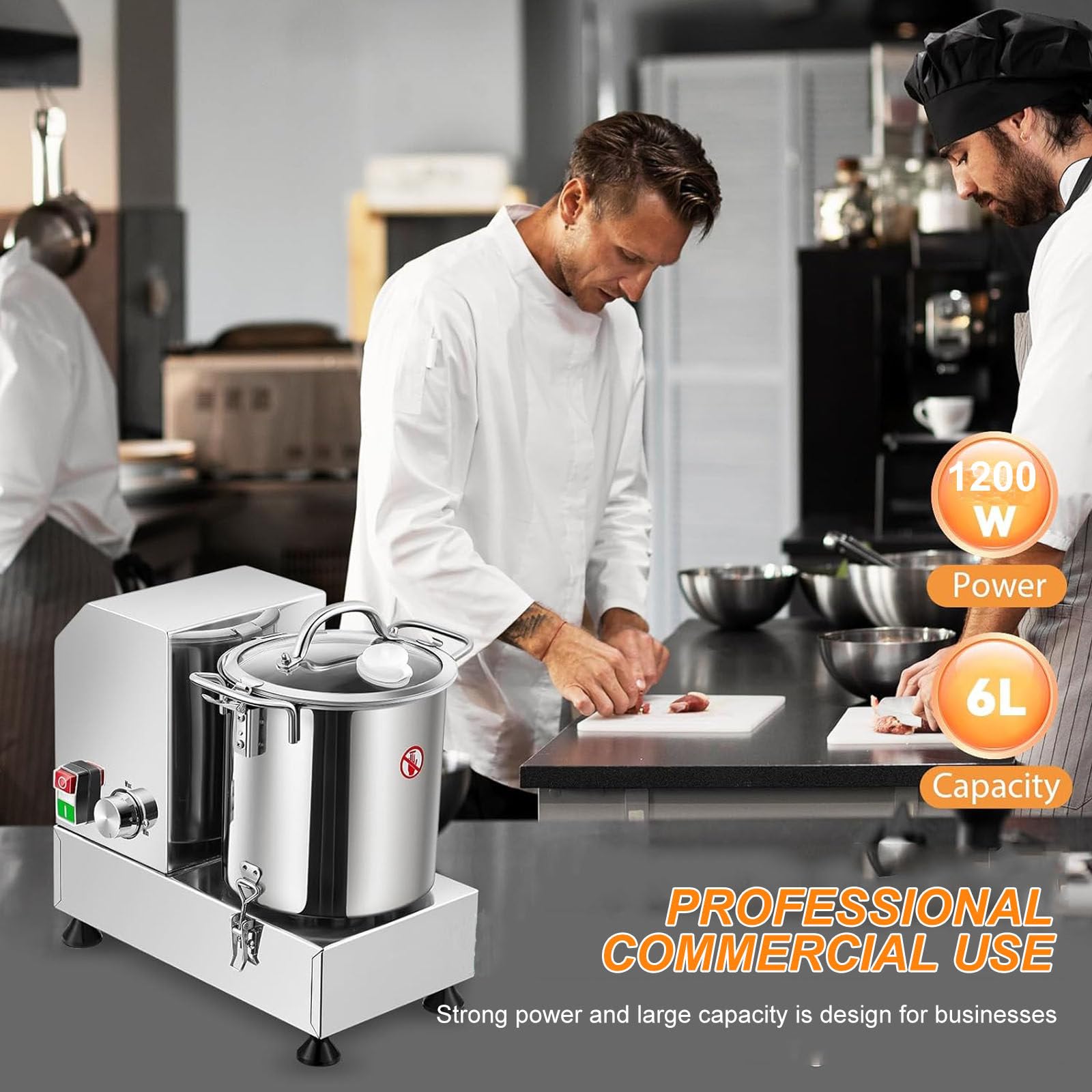 Procesador De Alimentos EléCtrico De 6 L/9 L/15 L, Picadora De Verduras Comercial, Cortadora De Repollo De Acero Inoxidable De Grado Alimenticio, Rallador De Cebolla Desmontable De 1200/1800 W,15L